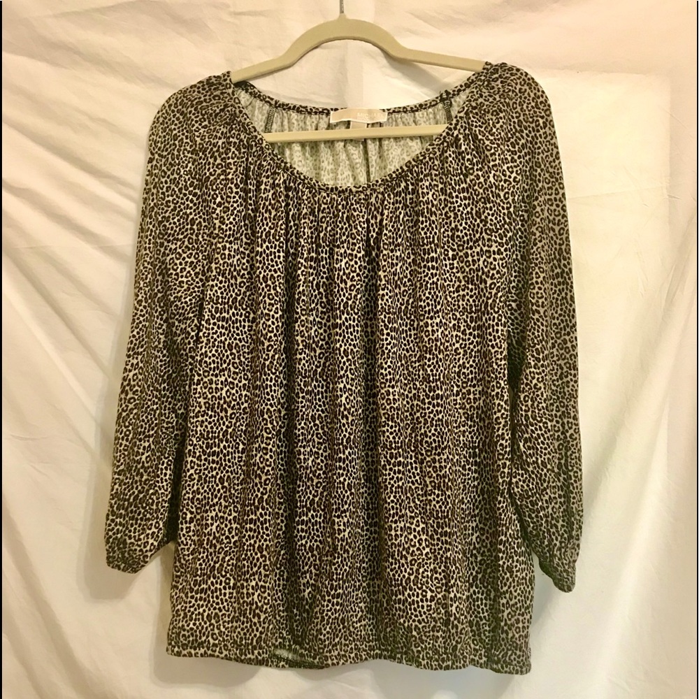 Michael Kors Leopard Print Peasant Blouse